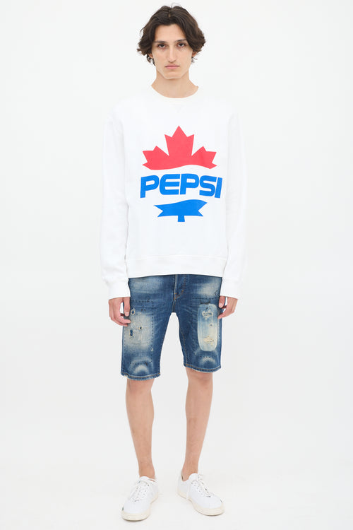 DSquared2 X Pepsi White & Multicolour Logo Crewneck