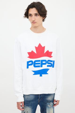 DSquared2 X Pepsi White & Multicolour Logo Crewneck