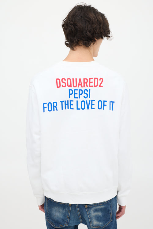 DSquared2 X Pepsi White & Multicolour Logo Crewneck