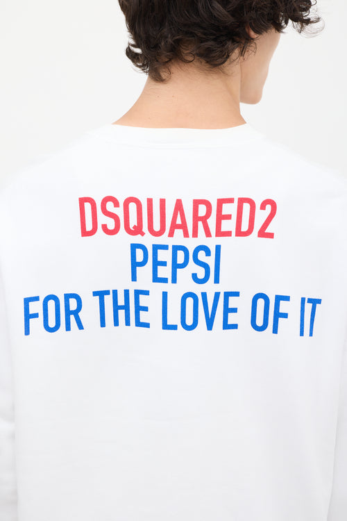 DSquared2 X Pepsi White & Multicolour Logo Crewneck