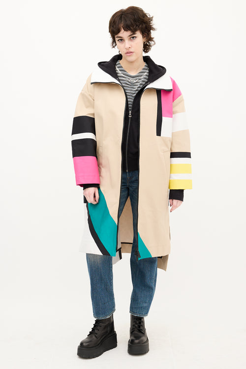 DSquared2 Beige Multi Colourblock Coat