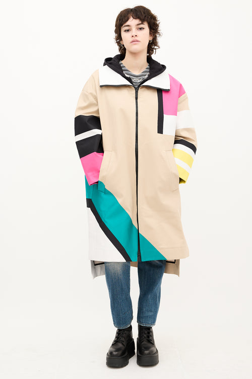 DSquared2 Beige Multi Colourblock Coat