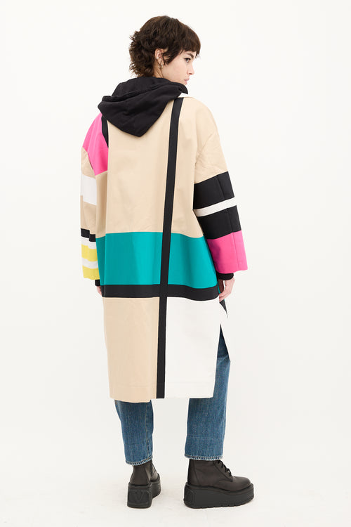 DSquared2 Beige Multi Colourblock Coat