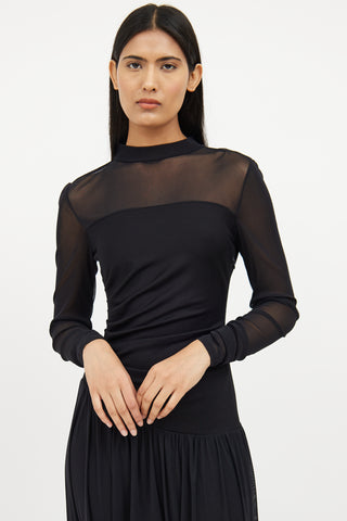 Black Mesh Panel  Dress