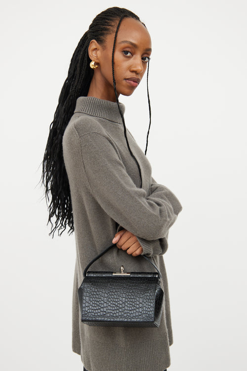 Dries Van Noten Black Embossed Top Handle Bag