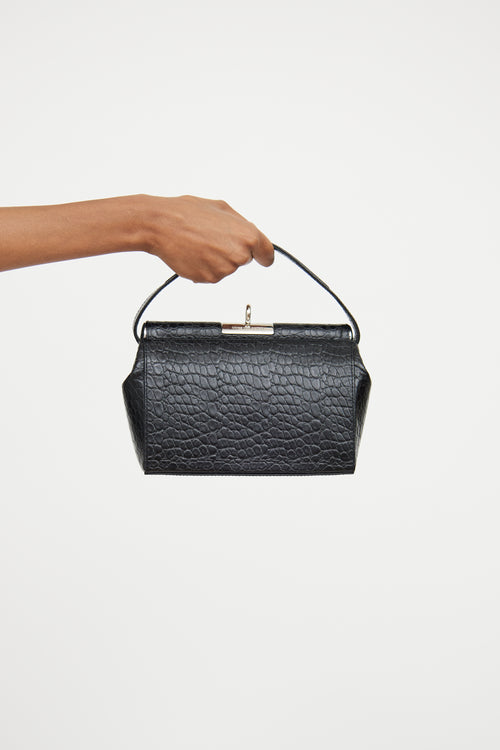 Dries Van Noten Black Embossed Top Handle Bag