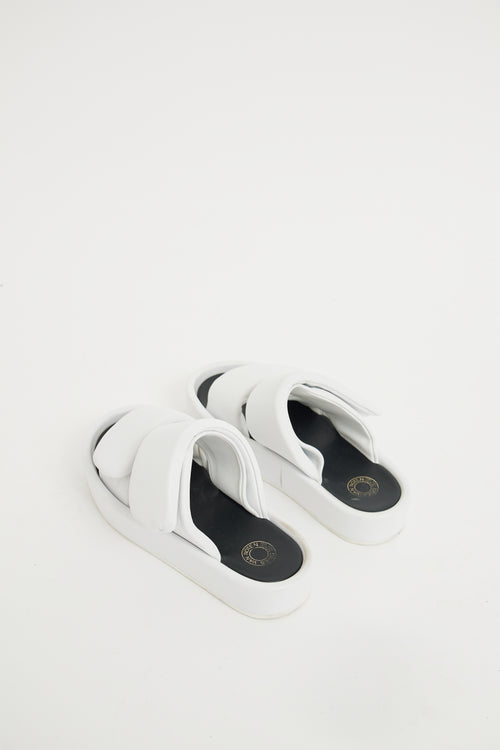 Dries Van Noten White Leather Velcro Slide