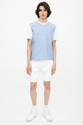 AMI Alexandre Mattiussi White & Blue Chambray T-Shirt