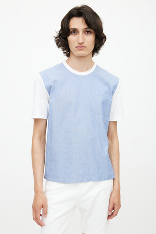 AMI Alexandre Mattiussi White & Blue Chambray T-Shirt