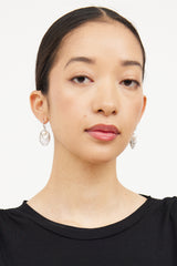 Sterling Silver Pearl Diamond Crossover Earrings