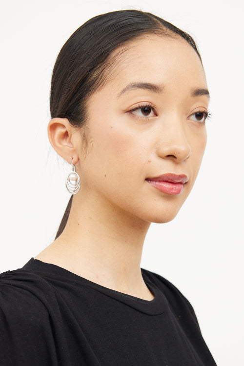 Sterling Silver Pearl Diamond Crossover Earrings