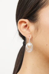 Sterling Silver Pearl Diamond Crossover Earrings