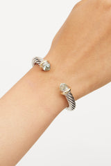 David Yurman Sterling Silver 14K Gold Prasiolite Cable Cuff