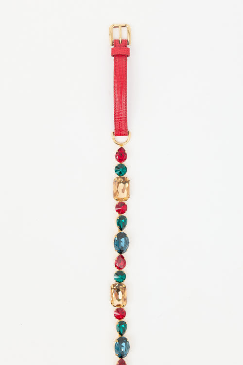 Dolce & Gabbana Leather & Crystal Belt