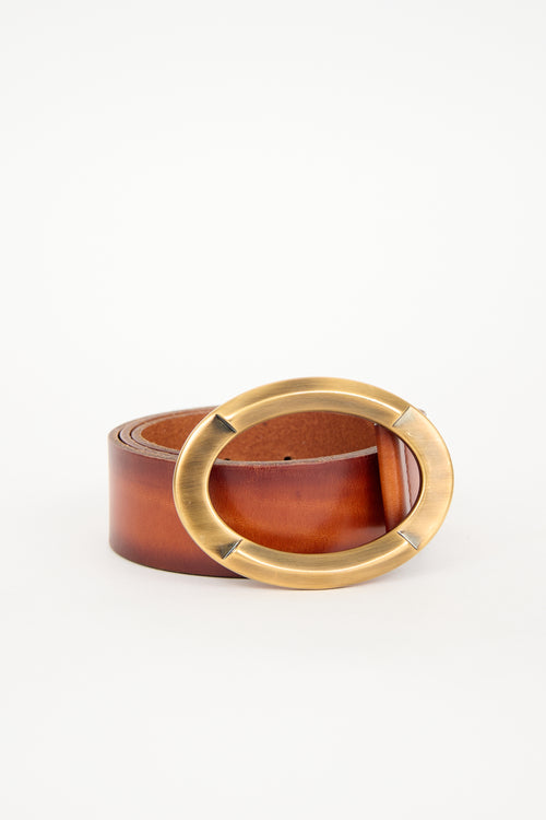 Dolce & Gabbana Leather Large Oval Buckle Belt