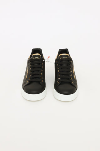 Dolce & Gabbana Black Portofina Low Top Sneakers