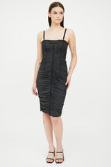 Dolce & Gabbana Grey & Black Ruched Corset Dress
