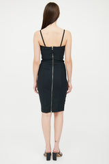 Dolce & Gabbana Grey & Black Ruched Corset Dress