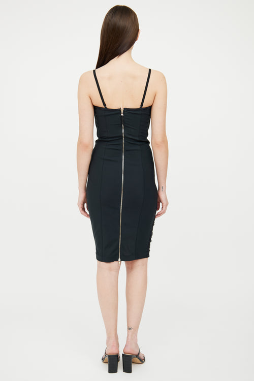 Dolce & Gabbana Grey & Black Ruched Corset Dress