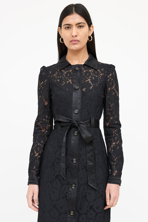 Dolce & Gabbana Belted Lace Midi Dress