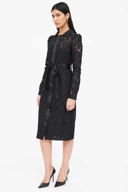 Dolce & Gabbana Belted Lace Midi Dress