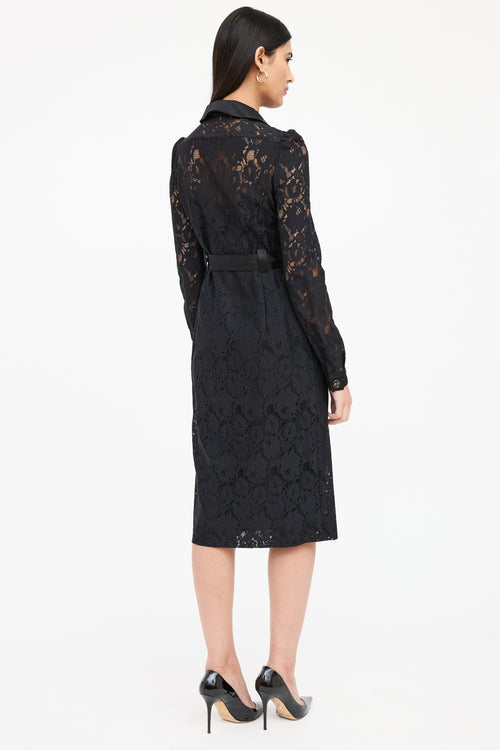 Dolce & Gabbana Belted Lace Midi Dress