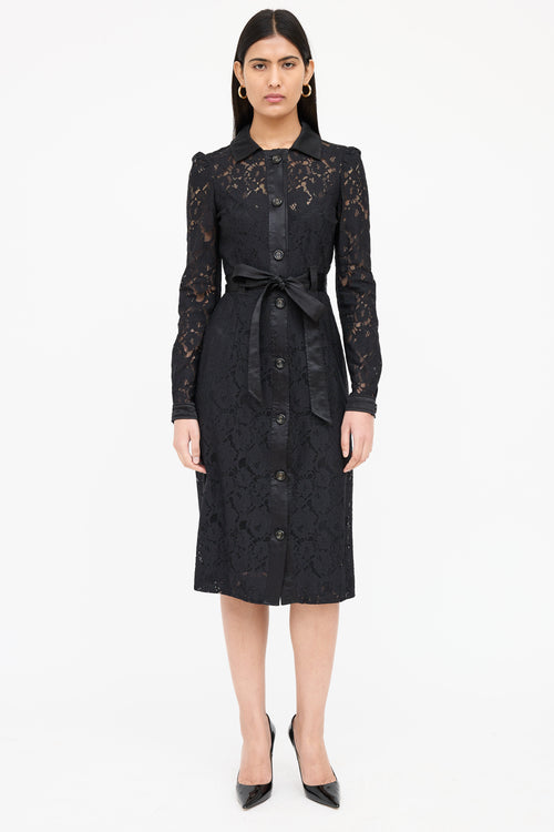 Dolce & Gabbana Belted Lace Midi Dress