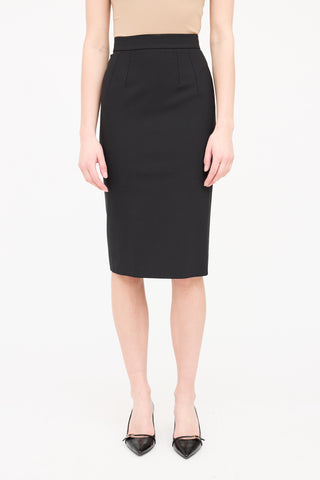 Dolce & Gabbana Wool Darted Midi Skirt