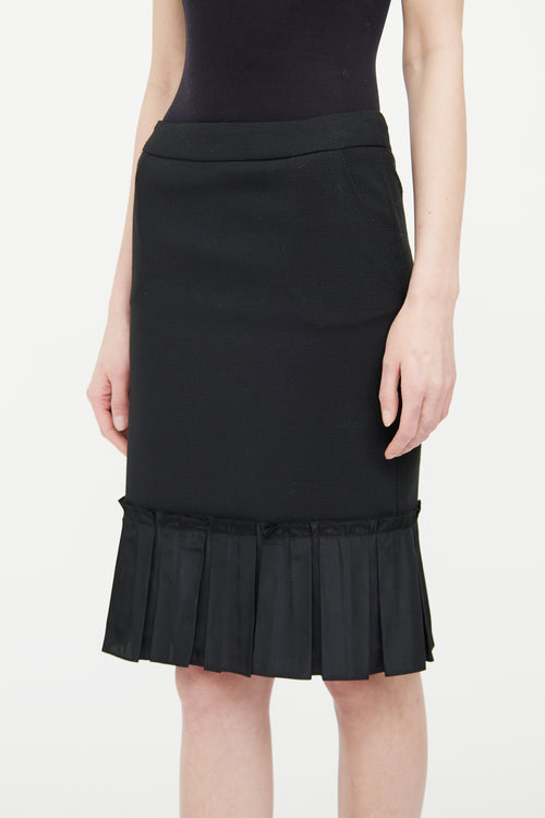 Dolce & Gabbana Black Wool & Silk Midi  Skirt