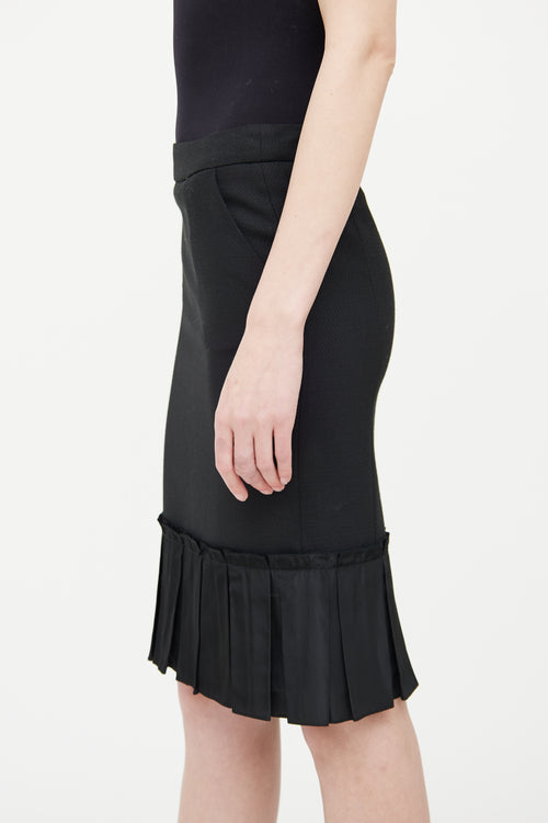 Dolce & Gabbana Black Wool & Silk Midi  Skirt
