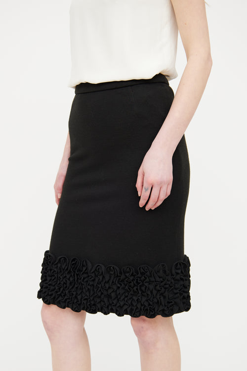 Dolce & Gabbana Black Wool & Ruffle Skirt