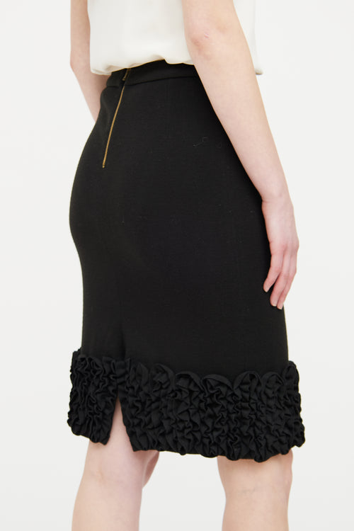 Dolce & Gabbana Black Wool & Ruffle Skirt