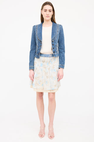Dolce & Gabbana Medium Wash Distressed Denim Blazer