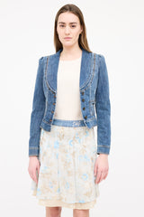 Dolce & Gabbana Medium Wash Distressed Denim Blazer