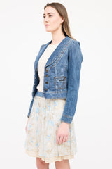 Dolce & Gabbana Medium Wash Distressed Denim Blazer