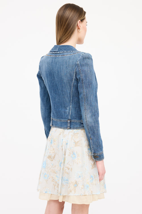 Dolce & Gabbana Medium Wash Distressed Denim Blazer