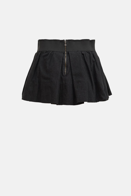 Dolce & Gabbana Denim Pleated Bow Mini Skirt