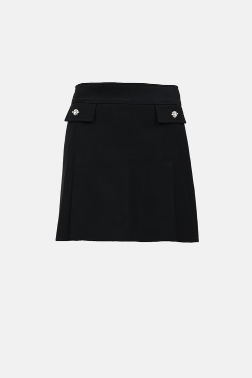 Dolce & Gabbana Wool Embellished Jewel Skirt