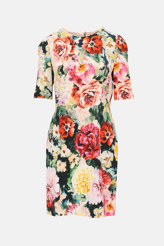 Dolce & Gabbana Floral Half Sleeve Dress