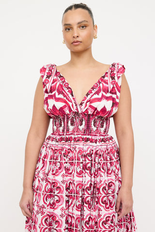 Dolce & Gabbana Floral Smocked Maxi Dress