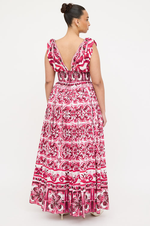 Dolce & Gabbana Floral Smocked Maxi Dress