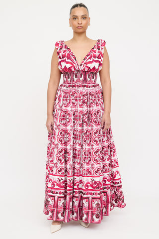 Dolce & Gabbana Floral Smocked Maxi Dress