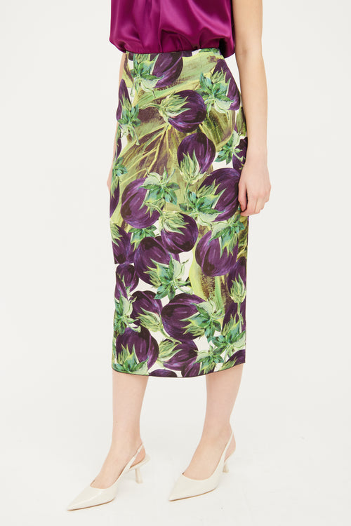 Dolce & Gabbana Purple & Green Eggplant Skirt