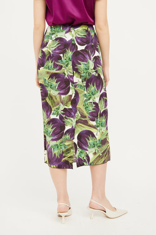 Dolce & Gabbana Purple & Green Eggplant Skirt