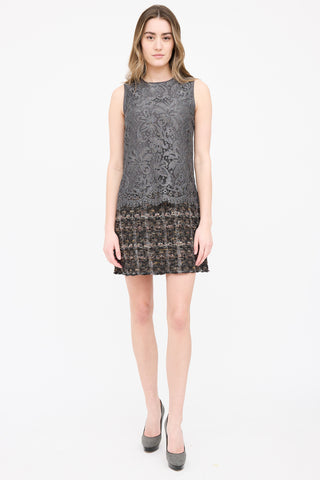 Dolce & Gabbana Floral Brocade Tweed Dress