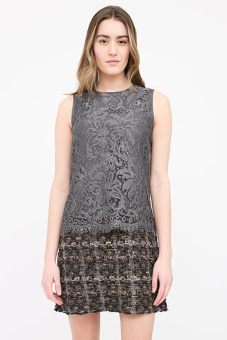 Dolce & Gabbana Floral Brocade Tweed Dress