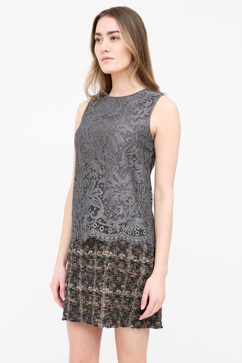 Dolce & Gabbana Floral Brocade Tweed Dress