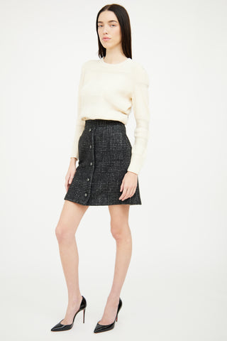 Dolce & Gabbana Dark Grey Wool Plaid Skirt