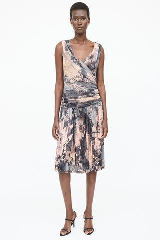 Dolce & Gabbana Silk Floral Gathered Dress