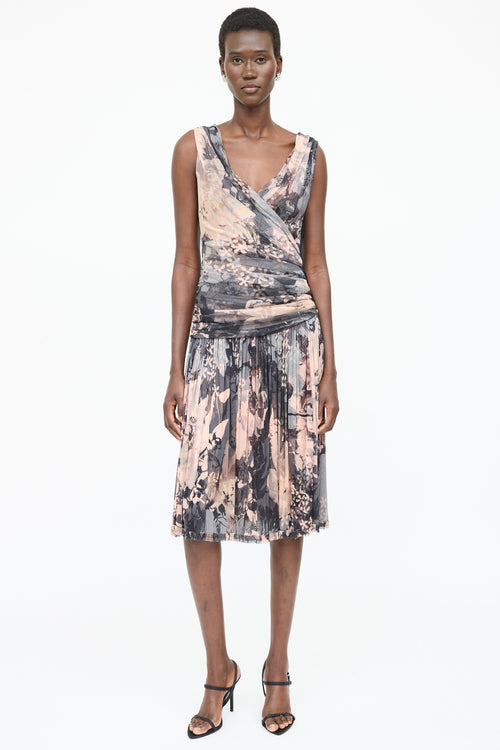 Dolce & Gabbana Silk Floral Gathered Dress